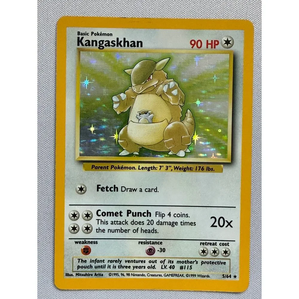 Pokémon Kangaskhan 5/64 Jungle Unlimited 1999 Holo Rare No Symbol Error LP